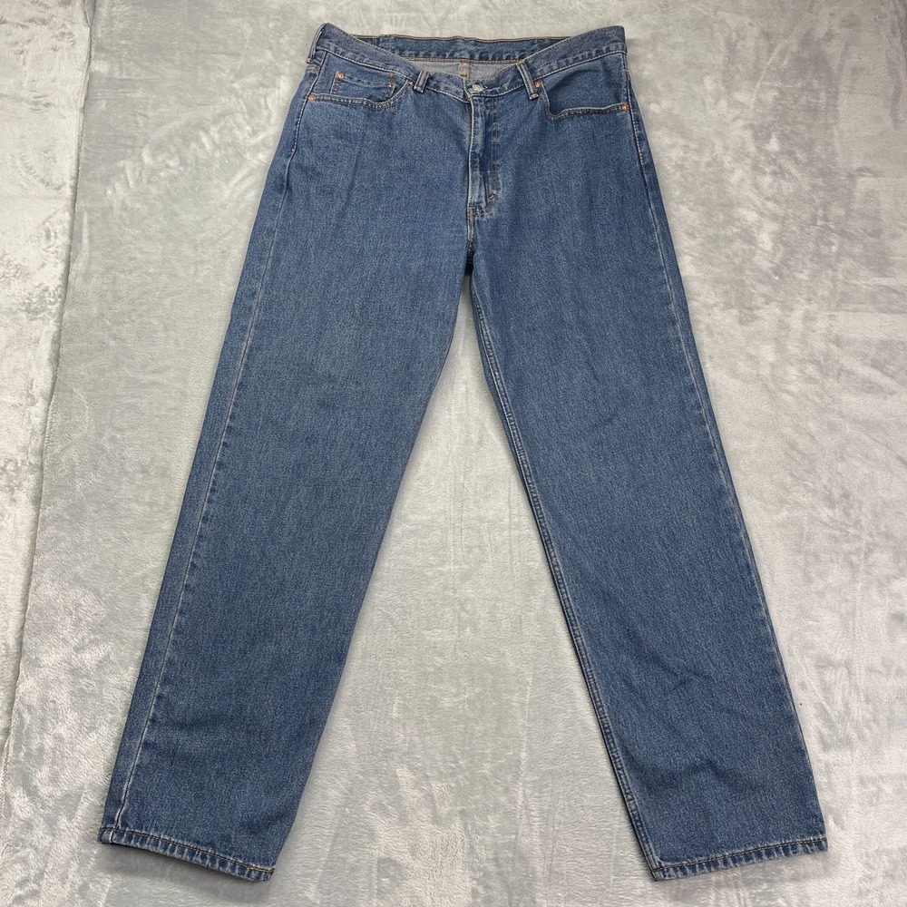 Levi's 550 Jeans Mens 38x34 Blue Denim Medium Wash Red Tab Straight Leg Outdoor